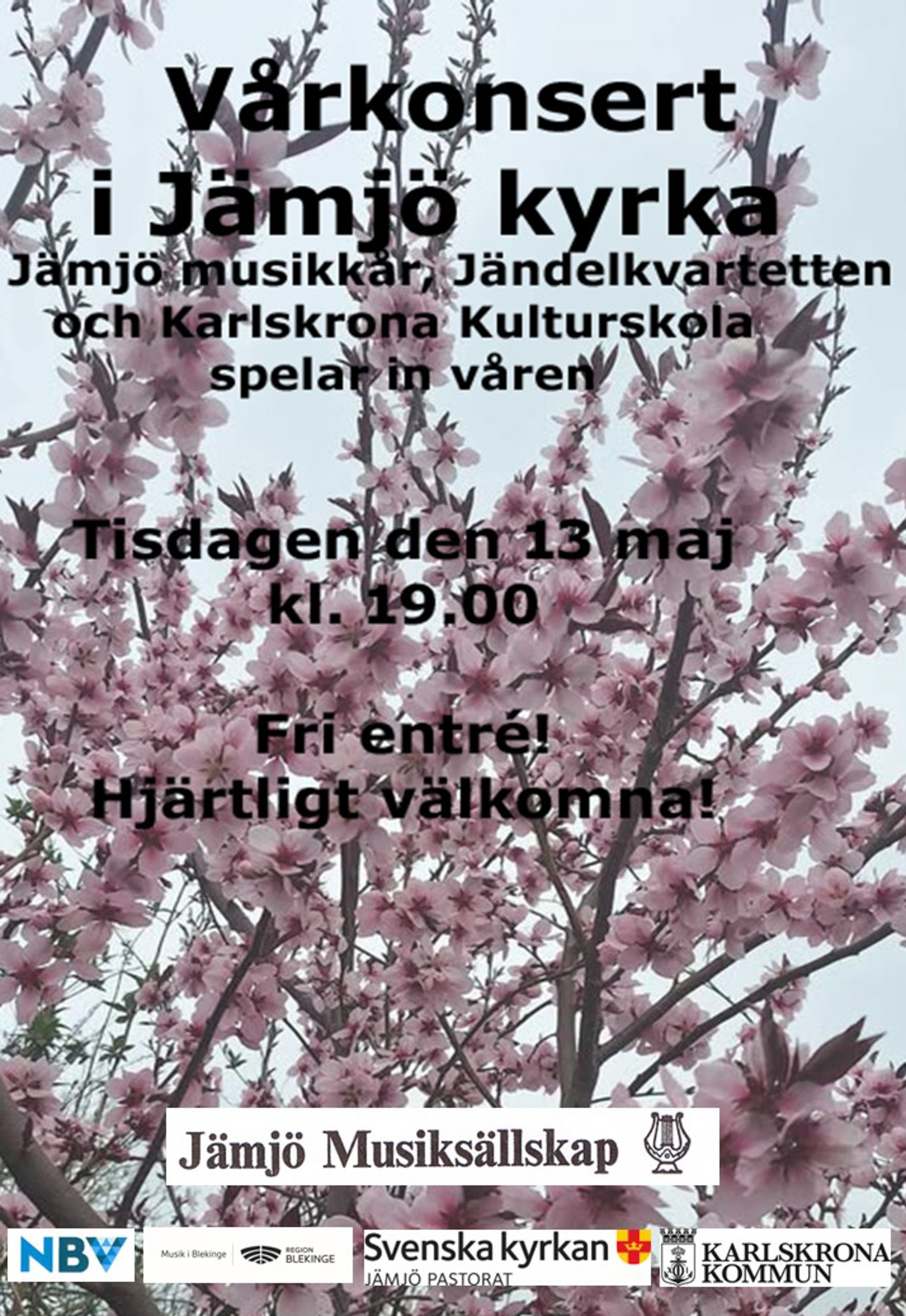 13 maj Vårkonsert Jämjö kyrka, 19:00